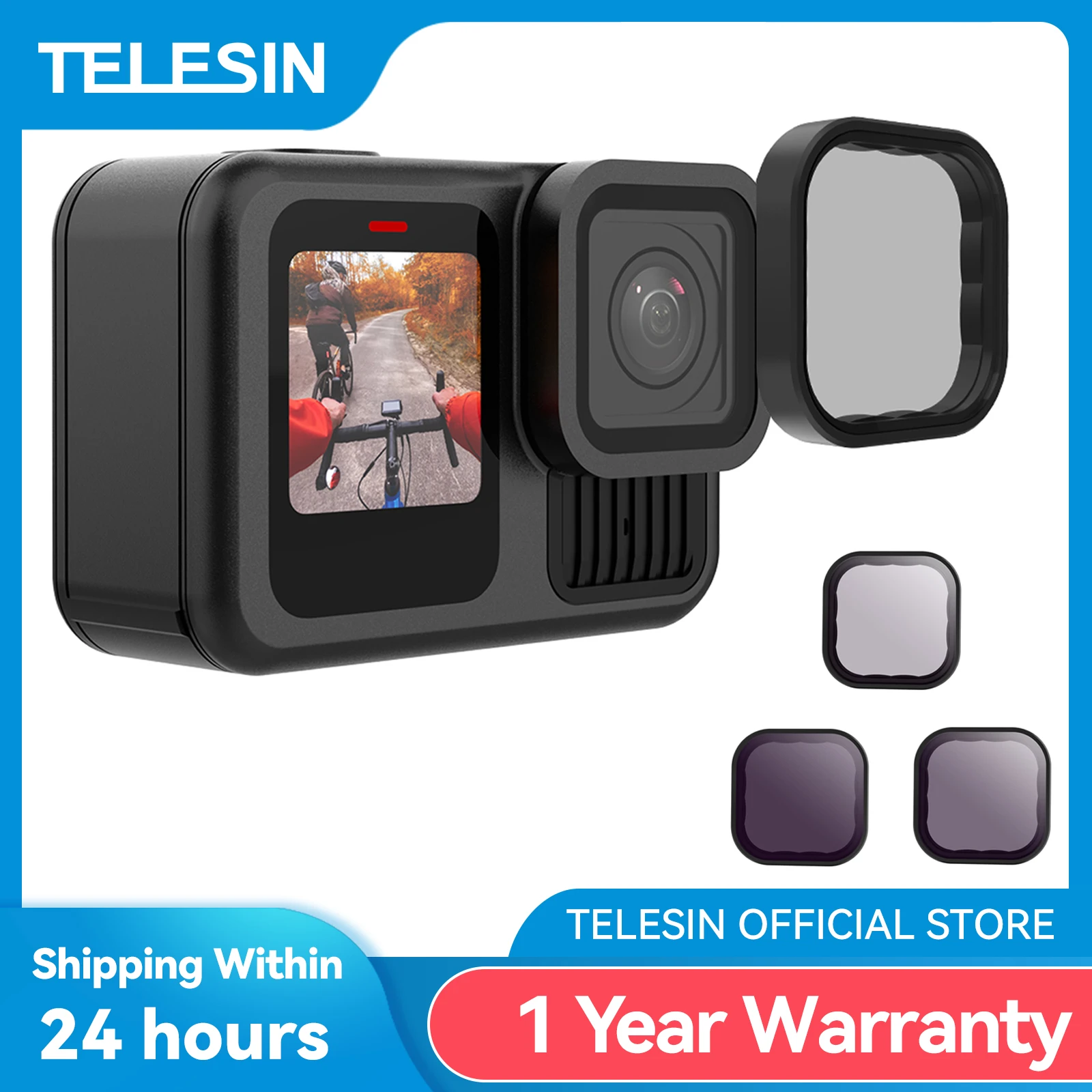 TELESIN ND8 ND16 ND32 ND64 CPL Objektivfilter-Set Rahmen aus Aluminiumlegierung für GoPro Hero 13-Actionkamera ND CPL-Objektivfilter Image