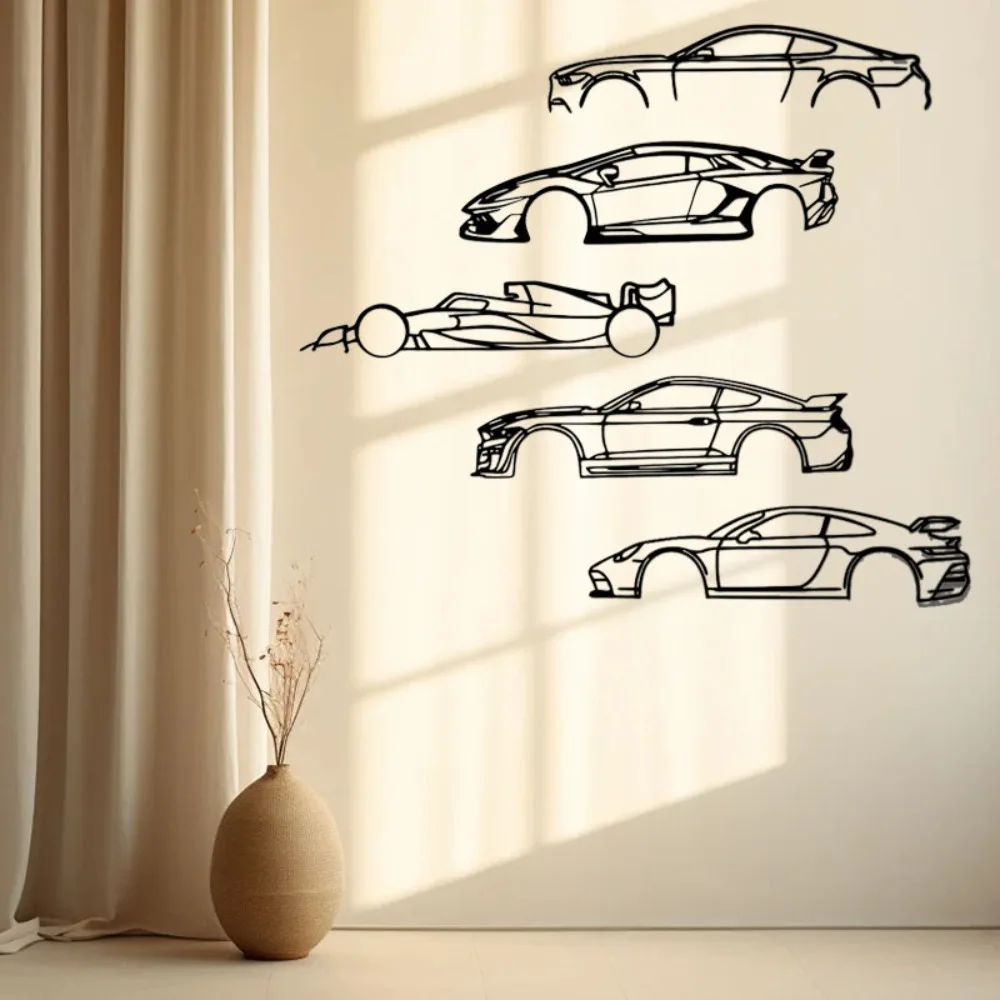 Sportwagen-Wanddekoration aus Eisen – Hot Border Metalllinienornament für Automobilräume Image