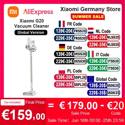 Global Version Xiaomi Vacuum Cleaner G20 150AW Suction LED Searchlight Long Battery Life Versatile Image