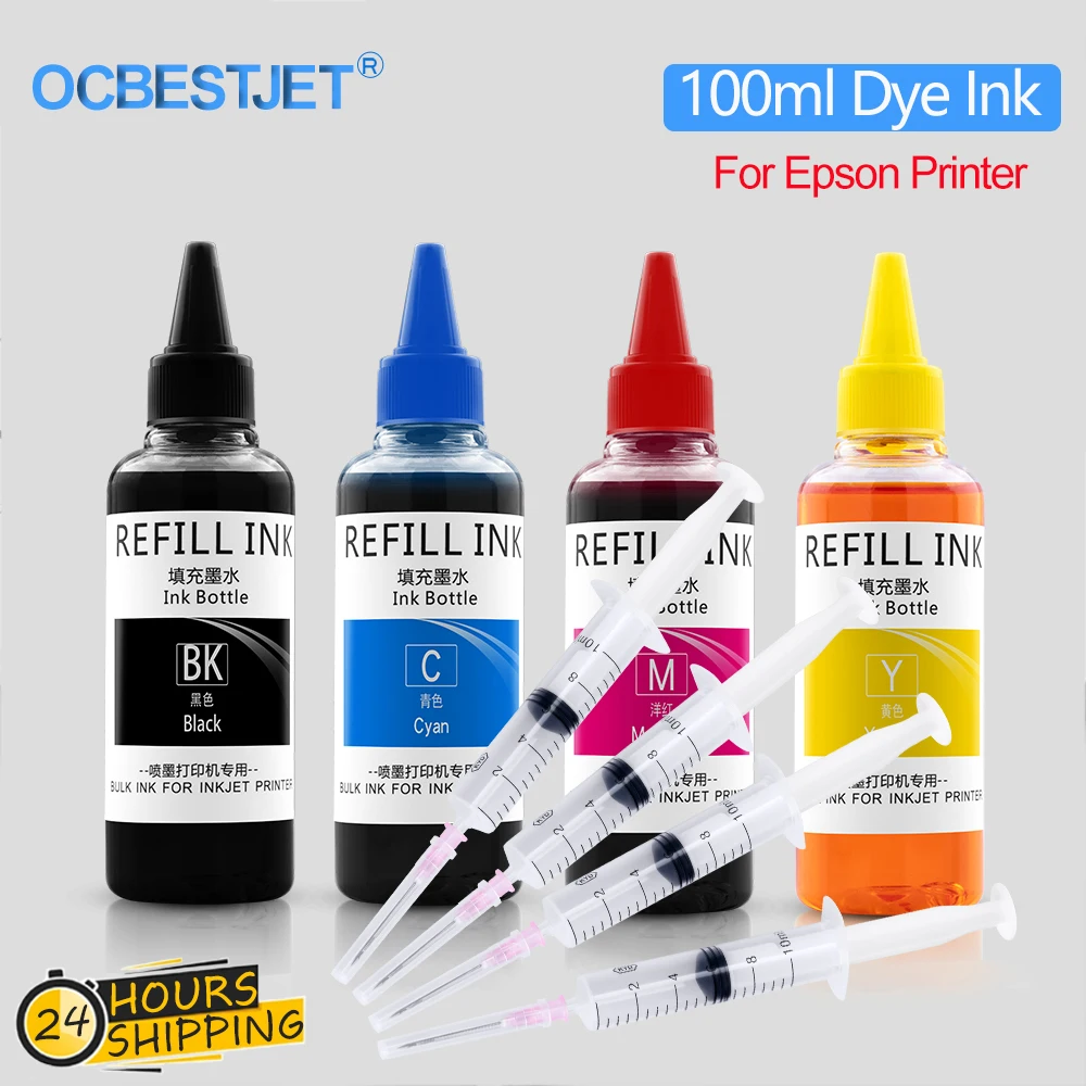 100 ml Nachfüll-Farbstoff-Tinten-Set für Epson WF-2630 WF-2631 WF-2650WF-2750 WF-2751 WF-2760 WF-2761 WF-2830 WF-2860 Tintenstrahldrucker Image