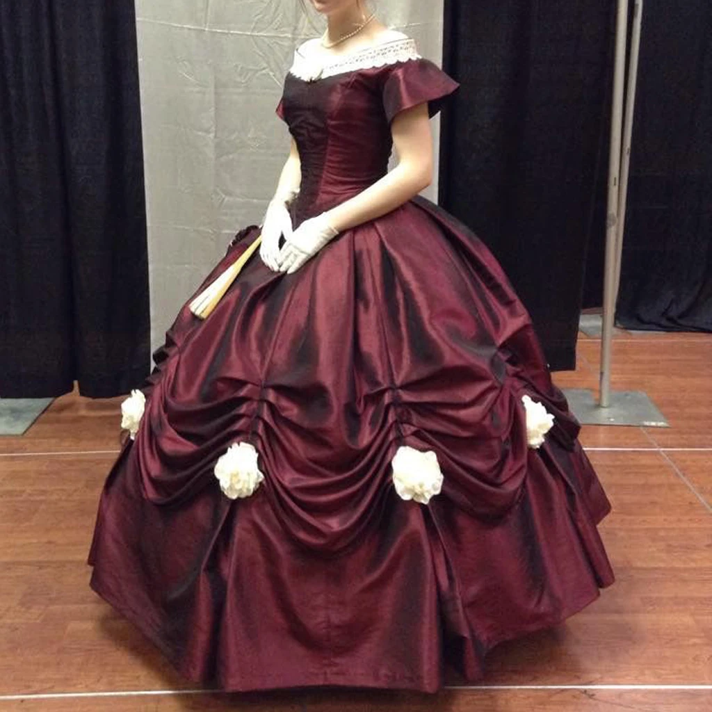 Frauen viktorianischen Rokoko rot ballkleid 1860s viktorianischen blume kleid gothic lolita kleid vintage rot hochzeit kleid kleid nach maß