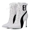 DOBANER Qualität Frauen Stiefeletten Aus Echtem Leder Seite Zip Booties 9,5 CM Dünne Fersen Damen Schuhe Frau Plus Größe 33 39 41 40 43
