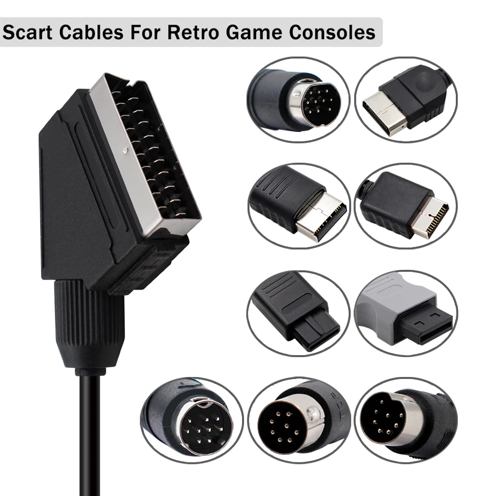 1,8 m RGB-Scart-Kabel für ps2/ps1/ps3/sega Megadrive1/md2/dc Dreamcast/Saturn/Xbox/Xbox Retro-Videospiel konsolen Image