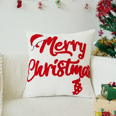 1pc, Frohe Weihnachten bestickt Pllowcase, moderne dekorative Kissen bezug für Sofa Wohnzimmer Image