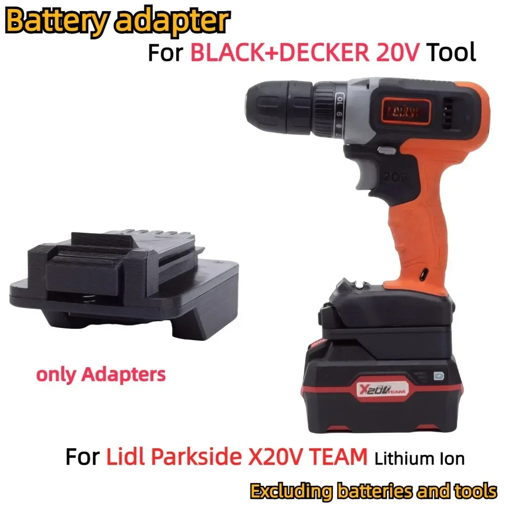 1 x Akku-Adapter/Konverter für Lidl Parkside X20V TEAM Li-Ionen-Akku auf BLACK+DECKER 20 V Akku-Elektrowerkzeuge (nur Adapter) Image