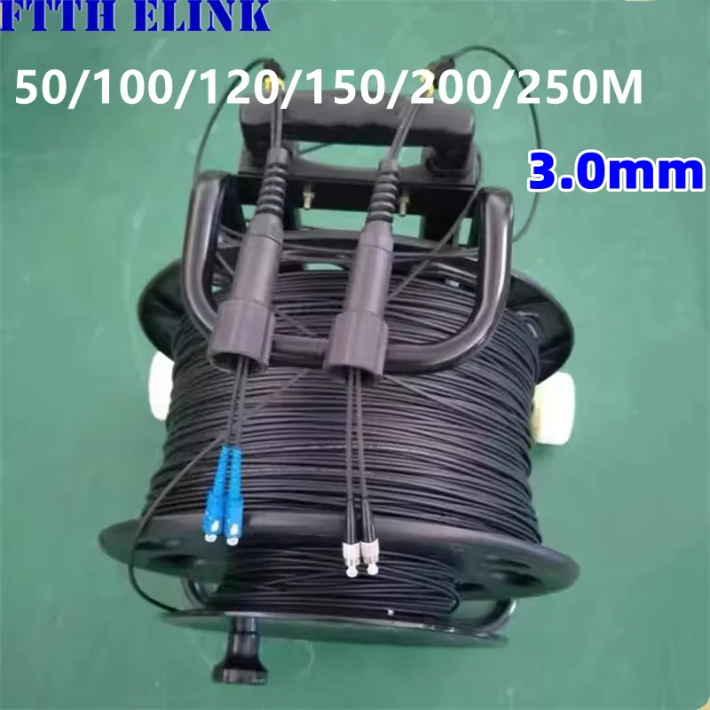 Panzerisches optisches Patchkabel 2C TPU LC-LC 50m100m120m200m250m mit PCD235-Trommel 2-adrig SM LSZH 3 mm wasserdichter Singlemode-Außenbereich Image