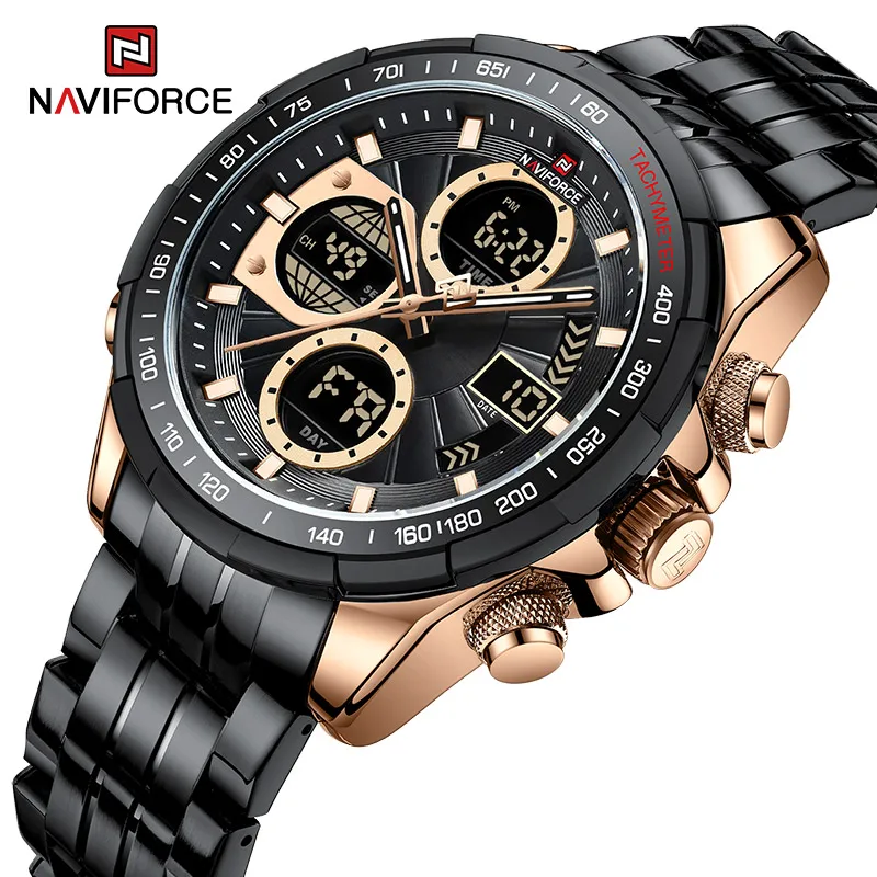 NAVIFORCE Herren Business Uhren Wasserdichte Armbanduhr Analog Digital Chronograph Quarz Kalender Uhr Relogio Masculino Image