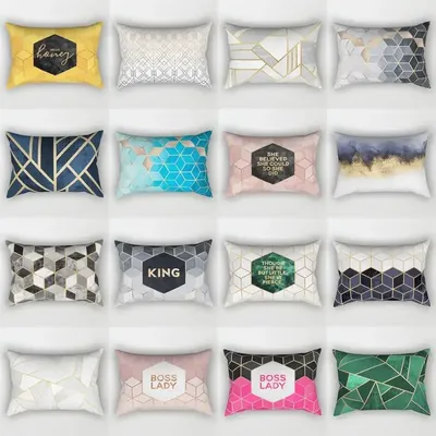 Bunte Gitter geometrische Kissen Kissen bezug Schutz rechteckige Taille Sofa Wohnkultur Image
