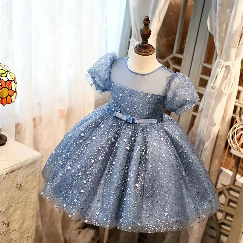 Kinder Mädchen Frühling Kinder Kleid Blumen mädchen Hochzeit Ponchy Kleid Mädchen Geburtstag Prinzessin Kleid erstes Jahr Party weißes Kleid Image