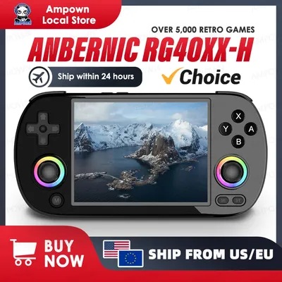 ANBERNIC RG40XX H Handheld Game Console 4'' Screen Linux System Joystick RGB Lighting Effect RG40XXH