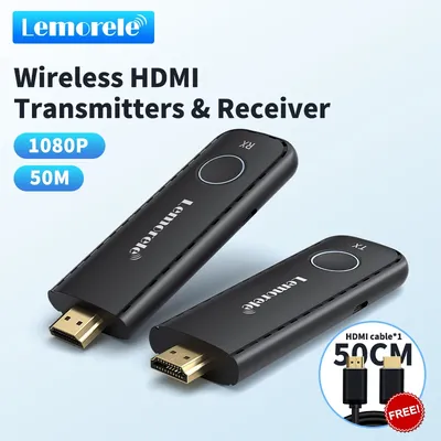 Lemorele 50M Hdmi Wireless Transmitter And Receiver Multiple to 1 Display Dongle For Camera Laptop