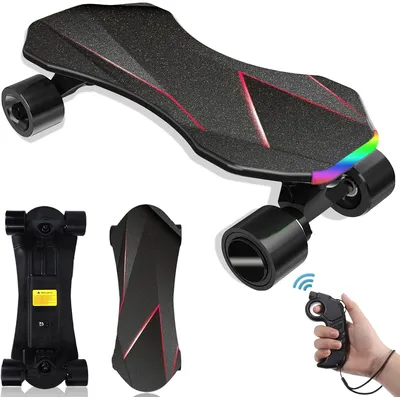 with Dual Driven Modes of Kick Assist and Remote Control, 350W E-Skateboard with Colorful Light,