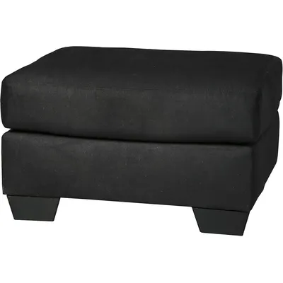 Darcy Casual Plush Square Accent Ottoman, Black