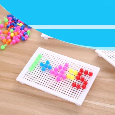 Mushroom Nails Peg Puzzle Set Kids Pegboard Educational Building Bricks Diy Peg Jigsaw Puzzle Board