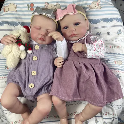 50CM Adorable Reborn Baby Dolls LouLou Twins Girl Lifelike Silicone Vinyl Newborn 3D Skin Handmade