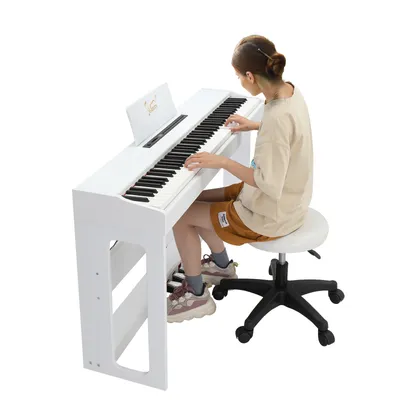 Glarry GDP-104/A-815 88-key heavy hammer keyboard Upright white electric piano without cover