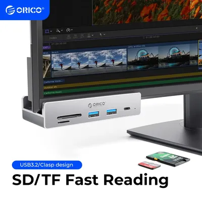 ORICO 7-in-1 Expansion Hub USB 3.2 10Gbps HUB with Power Supply Clip SD TF Card Fast Reading High