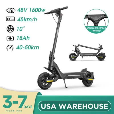 F5 Electric Scooter 37mile Range 48V 1600W 18Ah Dual Motor 10” Tire 31mph Off Road E-scooter Disc