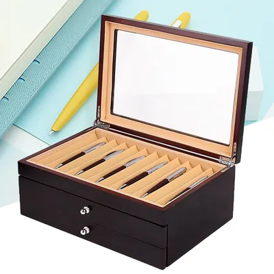 Pen Display Case 3 Layer Large Capacity Pen Storage Box, Retro Collection Box, Pens, Ballpoint Pens,