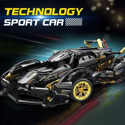 Black Warrior Technology Sports Car Building Block Model Classic Color Cool Shape Puzzle Assembly