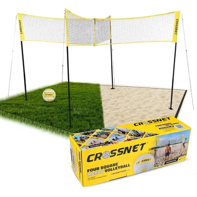 Quick Assemble 4 Square Volleyball Game Set for Adults and Kids with Volleyball Net, Backpack and