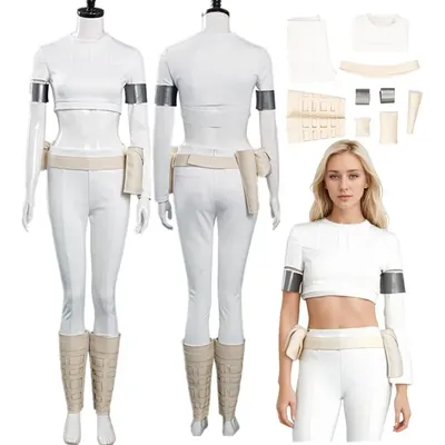 TV Fantasy Padme Cosplay Amidala Costume Space Battle Roleplay Women Top Pants Belt Outfits Halloween Carnival Party Suit