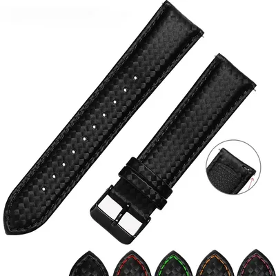 20mm 22mm Carbon Luxury Leather Watch Strap for Samsung Galaxy Watch 3 4 5 Pro 45mm 46mm Gear S3