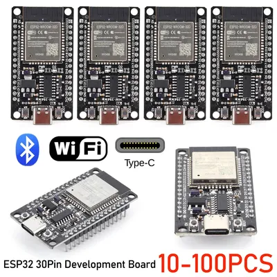 10-100pc ESP32 WROOM-32D Development Board Wireless WiFi Bluetooth Module 30Pin Type-C Ultra-Low