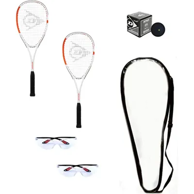 Sports Squash Racquet Set (Includes 2 Racquets, 2 Eyeguards, 1 Ball, Cover) (Advanced)