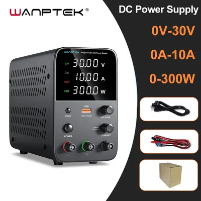 Wanptek Adjustable DC Power Supply 30V 10A 5A Lab Bench Power Source Stabilized Power Supply Voltage