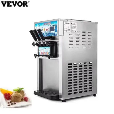 VEVOR Commercial Ice Cream freezer Machine 3-flavor Yogurt Maker One-click Clean 18L/H LCD