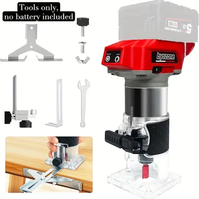 800W Cordless Wood Router Compatible With Milwaukee 18V Battery, 30000 RPM Brushless Motor Router