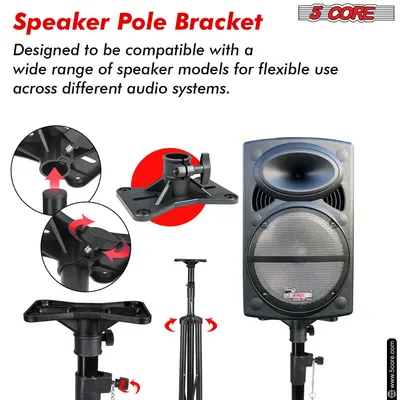 5 Core Speaker Stand Tripod Floor Adjustable Up to 48 Inch DJ Studio Monitor Stands Pole Mount Pair