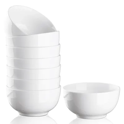 10 Ounce Porcelain Bowls Set 8 Pack Premium White Ceramic Bowls for Cereal, Soup, Salad, Pasta,