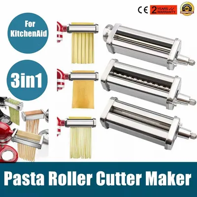 3 IN 1 3 Types Pasta Marker Machine- Pasta Roller Machine Attachment Set Stainless Steel For