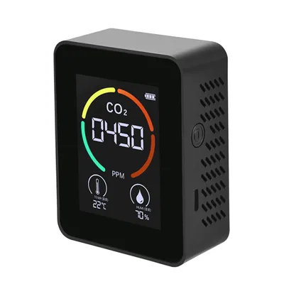 CO2 Air Detector Carbon Dioxide Detector Agricultural Production Greenhouse CO2 Monitor Black