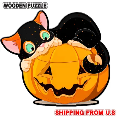 Halloween Pumpkin Wooden Puzzle Toy, Fun Puzzle: Explore The Magical World Of Ghosts And Pumpkins,