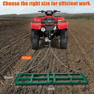 Land Leveler 48" Width, Heavy Duty Drag Harrow for ATV, UTV, Tractor - Lawn Rake, Versatile