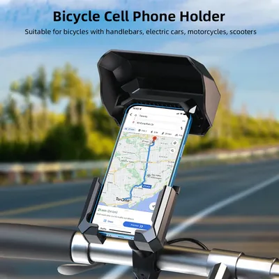 Motorcycle Phone Mount, Anti-Theft Bike Phone Holder, Waterproof Sun Shade, Absorption Handlebar