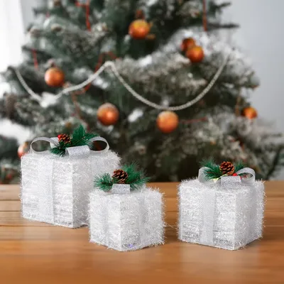 3pcs 7in-6in-5in White Gift Box Garden Gift Box Decoration