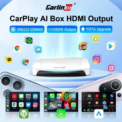 2025 New CarlinKit Android 13 CarPlay AI Box HDMI Wireless CarPlay Android Auto TV Video Box Qualcomm SDM660 8-Core Split Screen