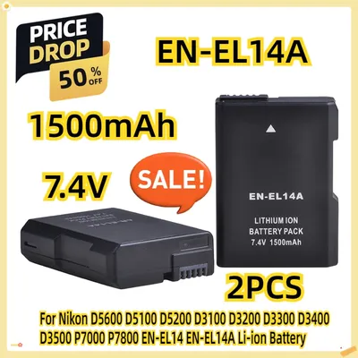 For Nikon D5600 D5100 D5200 D3100 D3200 D3300 D3400 D3500 P7000 P7800 1500mAh EN-EL14 EN-EL14A