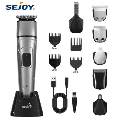 Sejoy 6 IN 1 Hair Trimmer for Men Electric Groin Hair Trimmer Cordless Beard Trimming Kit with