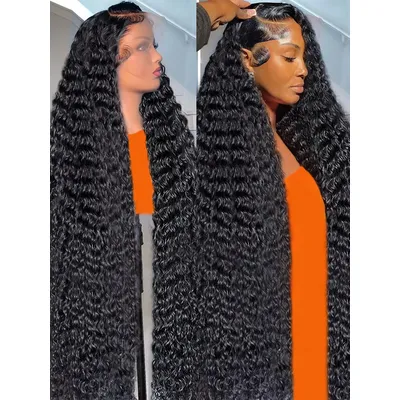 300% High Density Loose Deep Wave 40Inch 13x6 13x4 HD Lace Frontal Human Hair Wig Full Glueless Ready To Go Preplucked Curly Wig