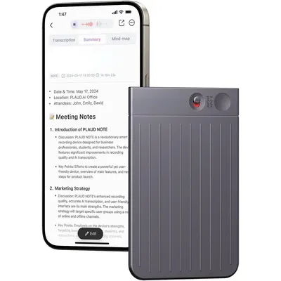 Note Voice Recorder w/Case, App Control, Transcribe & Summarize Empowered by ChatGPT, Support 59
