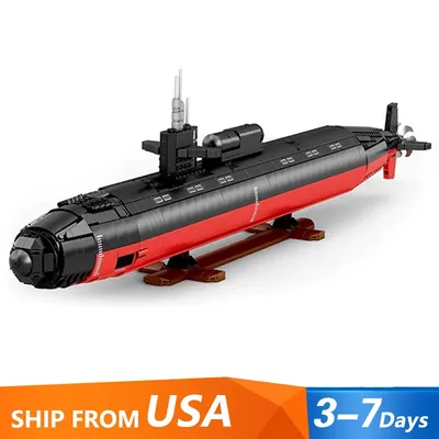 Military Los Angeles-class SSN 1:125 Submarine Building Blocks Gift MOC 33049 Model Kits to Build