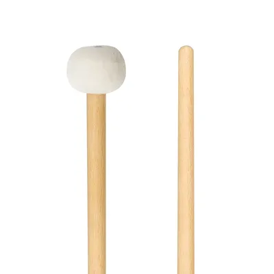 1 Pair Felt Mallets Drum Sticks with Wood Handle for Percussion Instrument White