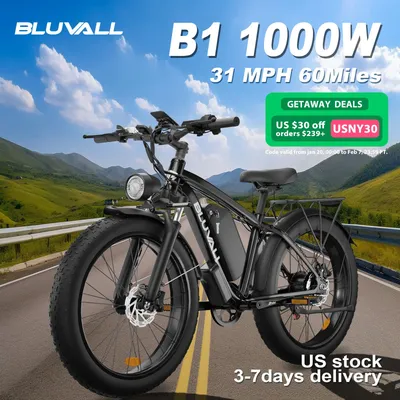 BLUVALL V1 48v E-Bike Dual 2000W Fat tire Ebike 8 Speed Snow Beach Bike 26*4.0 Dual Motor Full