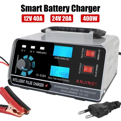 400W Digital LCD Display 12V/24V Five-Stage Power Puls Repair Chargers Automatic Battery-chargers