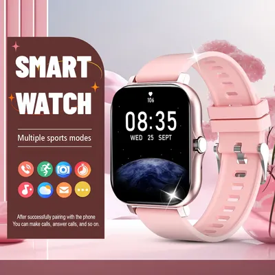 Smartwatch can answer and make calls, receive message reminders, multiple sports modes, compatible